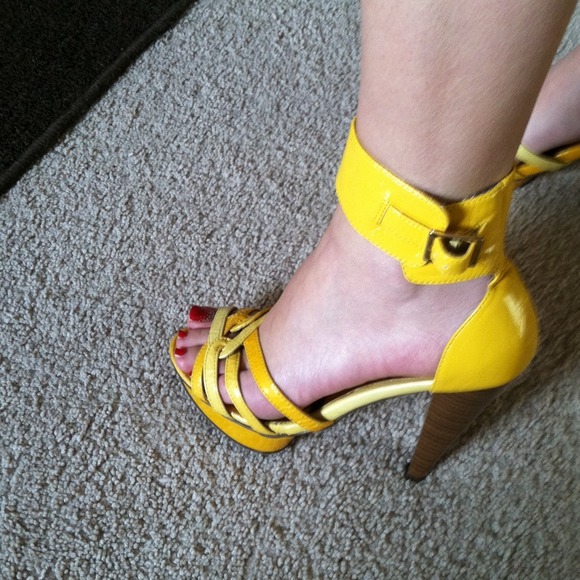 Yellow strappy sandals