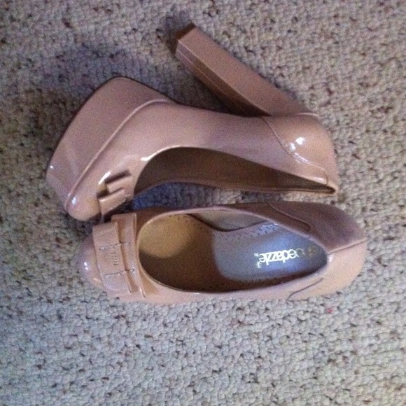 Beige platforms.