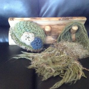 Hand knit  scarf and hand knit hat.