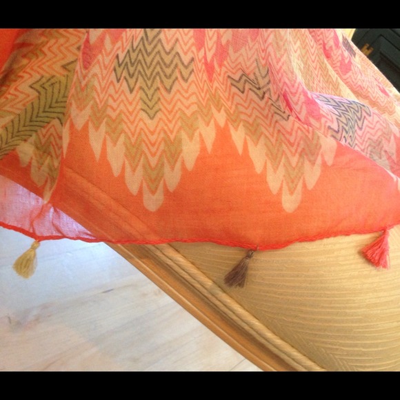 SOLD in BundleTassel Fringed Pale Coral Scarf - Picture 2 of 3