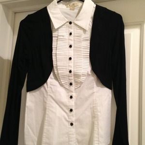 Faux tuxedo blouse