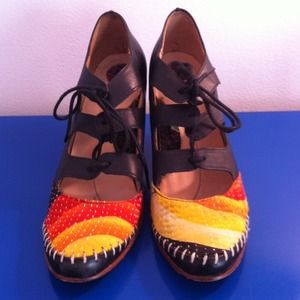 Reduced!! Anthropologie lace-up heels