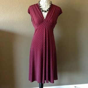 Black and deep red v-neck knit dress. Van Heusen.