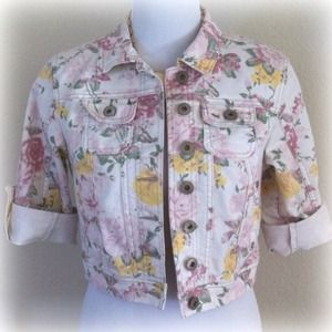 Lola Denim - NEW Cropped Printed Denim Jacket Lola Denim - NEW Cropped Printed Denim Jacket
