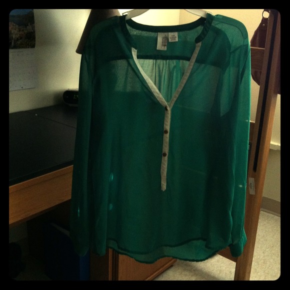 Sheer, classic green shirt
