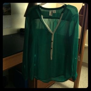 Sheer, classic green shirt
