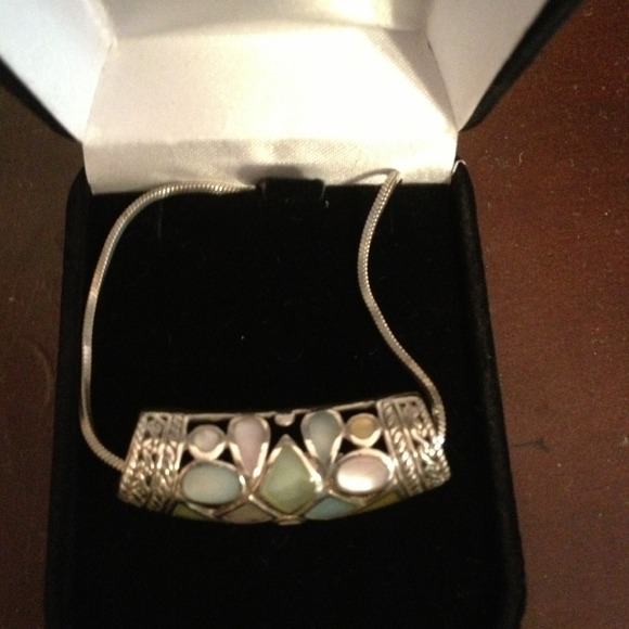 925 chain 18" n Inlaid Slide mother of Pearl - Picture 2 of 4