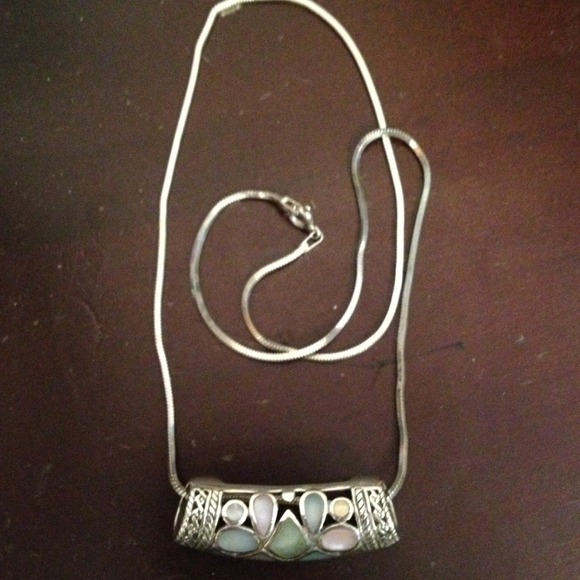 925 chain 18" n Inlaid Slide mother of Pearl - Picture 3 of 4