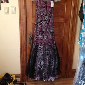 Jovani black leopard mermaid prom dress.