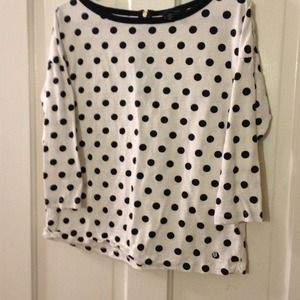 Off white navy polka dot top.
