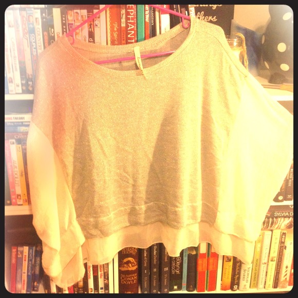 Gold winged knit and chiffon blouse - Picture 1 of 3