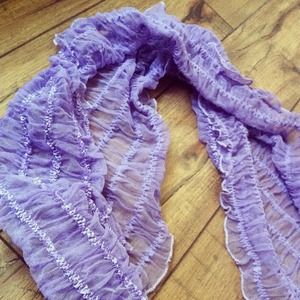 Purple ruffled scarf
