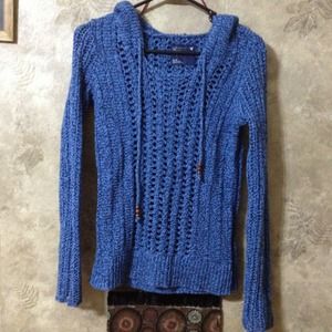 SOLD Blue knit hooded sweater- new