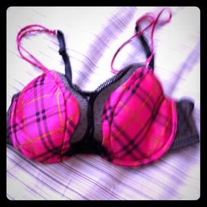 Pink with Black and Yellow plaid Bra Size 36C