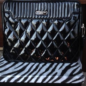 SOLD      Coach I pad / tablet sleeve black patent