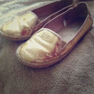 Gold Slip On Flats size 7