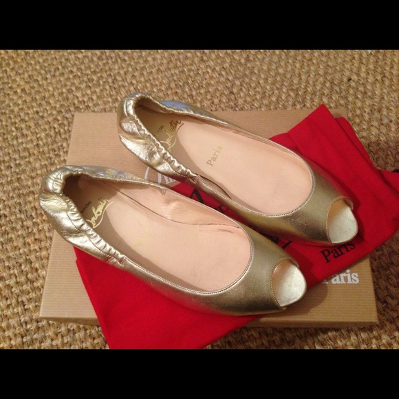 Christian Louboutin gold peep toe ballet flats