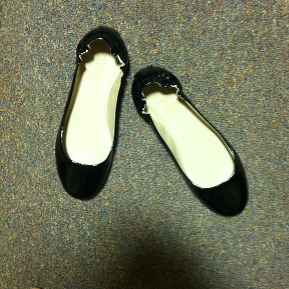 TRADED Black Patent Flats size 7