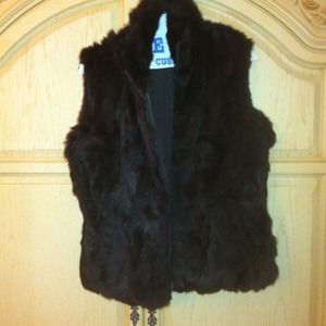 Rabbit Fur Reversible Vest in Chocolate