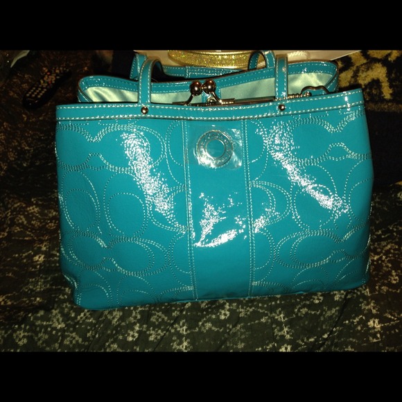 TRADED New Coach Mermaid Blue Satchel