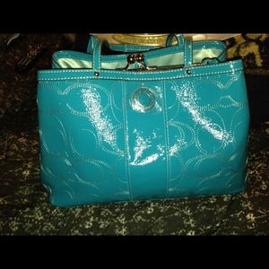 TRADED New Coach Mermaid Blue Satchel