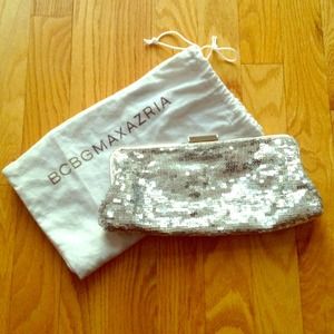 BCBG Silver Sequined Clutch