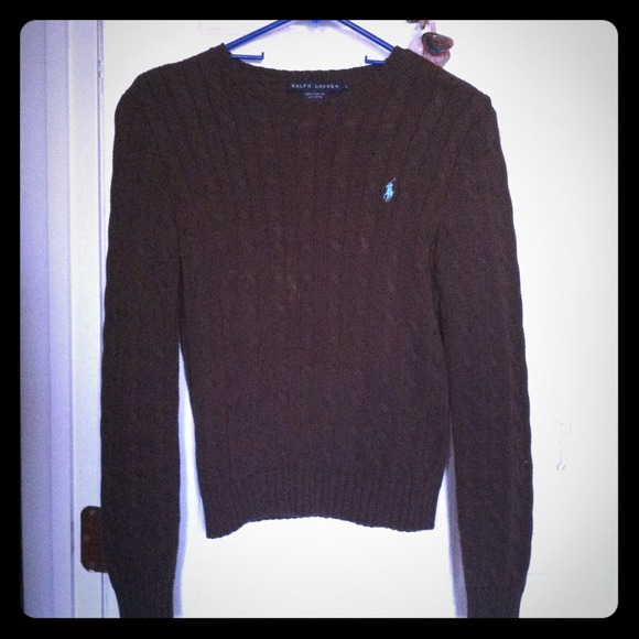 Brown cable knit sweater
