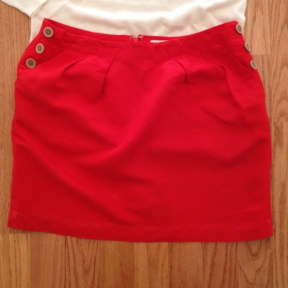 SOLD!! Orange Linen Skirt - Picture 2 of 3