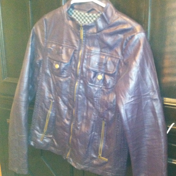 Dark purple faux leather jacket from the buckle