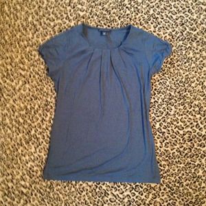 BANANA REPUBLIC Teal rayon pleat-neck SS shell M