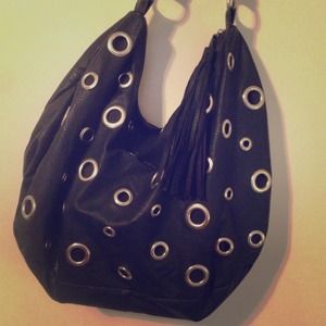 Black leather bag.