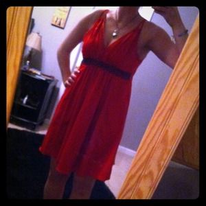 Red with black sequin cocktail dress