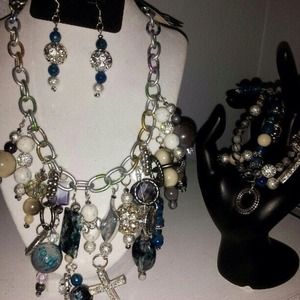 Hand made custom necklace earrings and bracelet