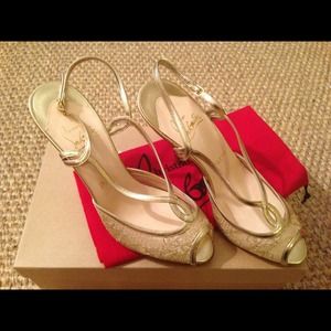 Christian Louboutin gold lace perp toe sandals
