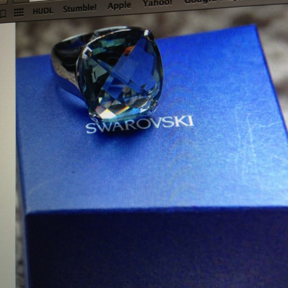 SOLD    Swarovski light blue crystal ring size 7
