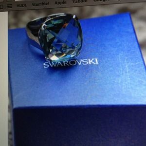 SOLD    Swarovski light blue crystal ring size 7