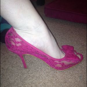 Hot pink lace heels by Wet Seal