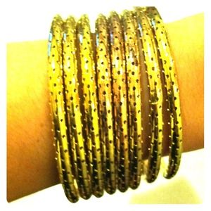 Nicole Miller Perforated Brass Bangles (Set of 8)