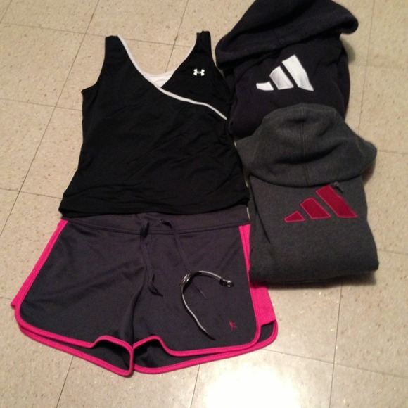 Athletic lot! Shorts, tank, stopwatch, 2 hoodies.