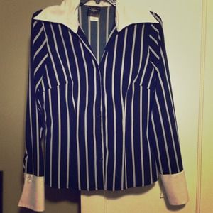🚫Sold🚫Navy blue dress shirt with white stripes
