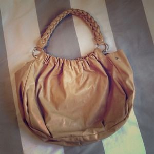 🚫BUNDLED🚫 Tan faux leather bag W braided handles