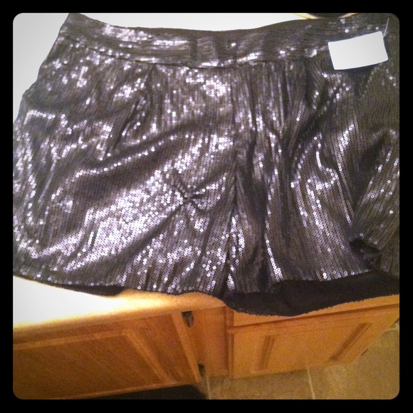 Sequined black shorts