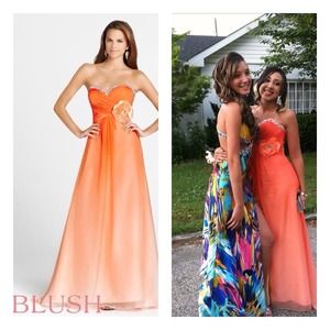 Blush Prom Dress Style 9229. Orange Ombré.