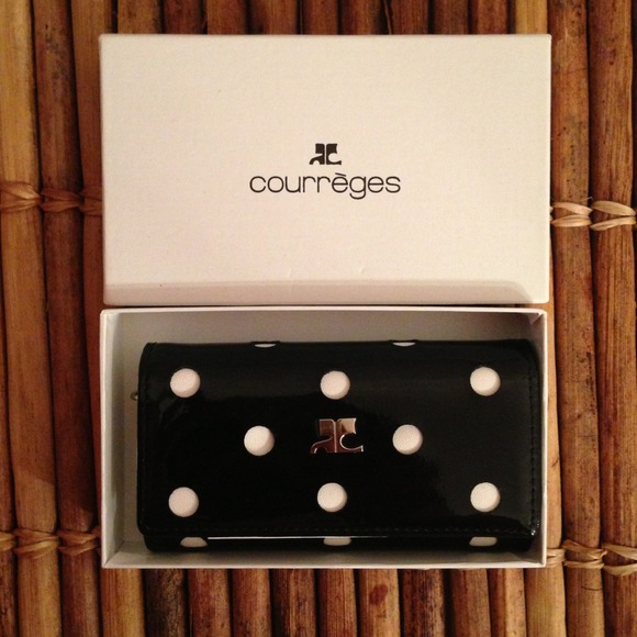Reserved Courreges Key Case Black Patent Polka Dot