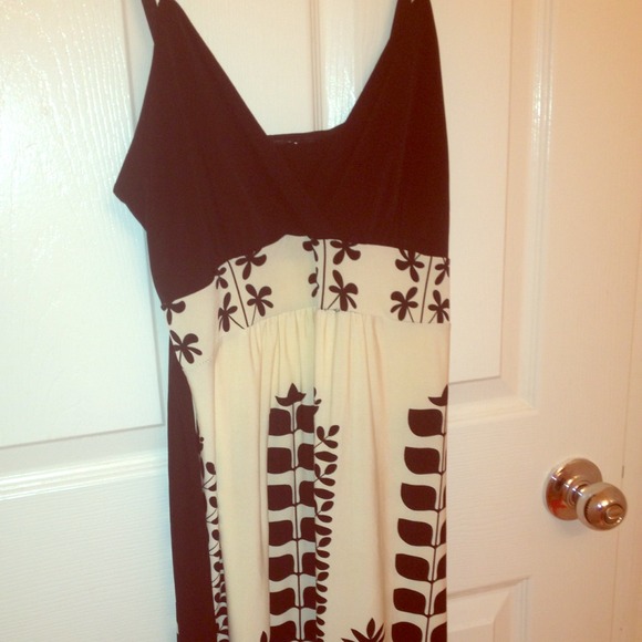 Black and white dress with patterns.