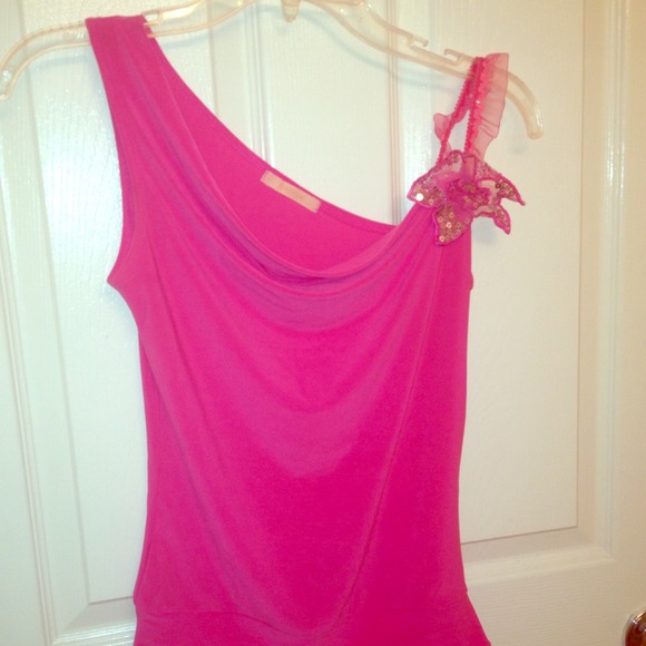 Pink Forever21 asymmetric straps top.