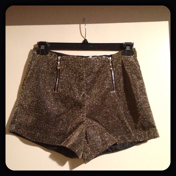 NWT Gold Shimmery Short Shorts