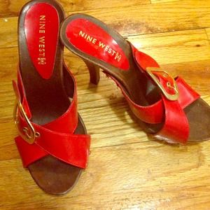 Price Drop! Nine West Red Hot Patent Slip Ons