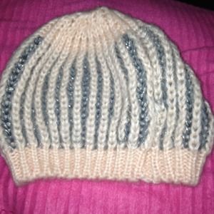 Pink and grey beanie