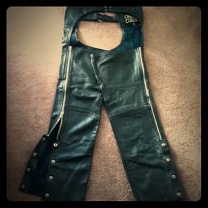 MEGA SALE - First Black Leather Chaps size M
